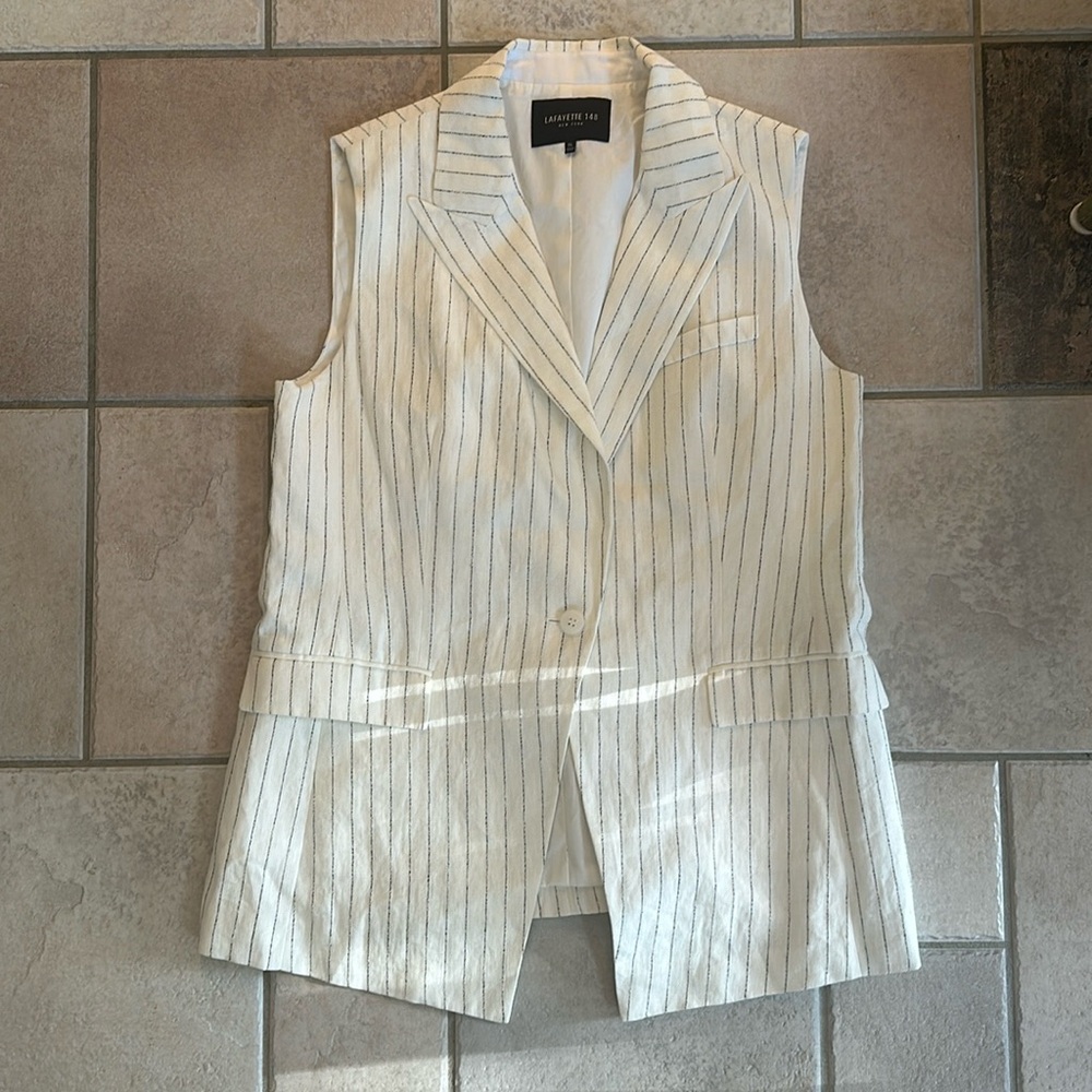 Lafayette 148 Linen Single Button Vest